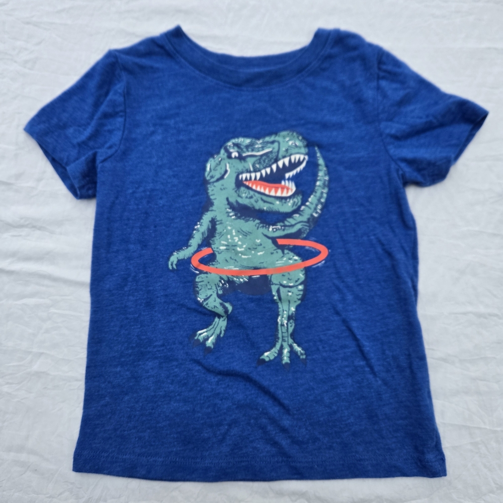 Cat & Jack Blue and Green Short Sleeve Tee with Dinosaur Graphic